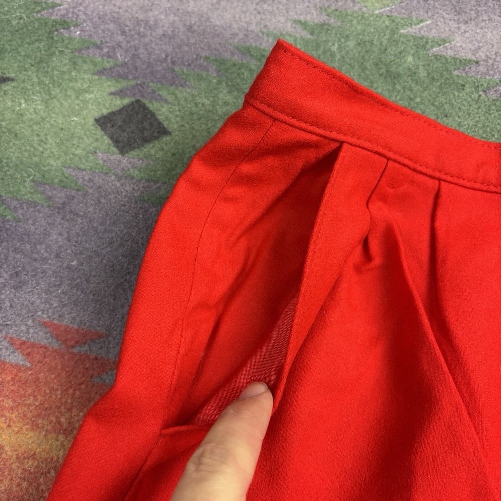 Vintage Pendleton Pencil Midi Skirt Women's 12 Red 100% Virgin Wool Pleated New - Picture 4 of 9